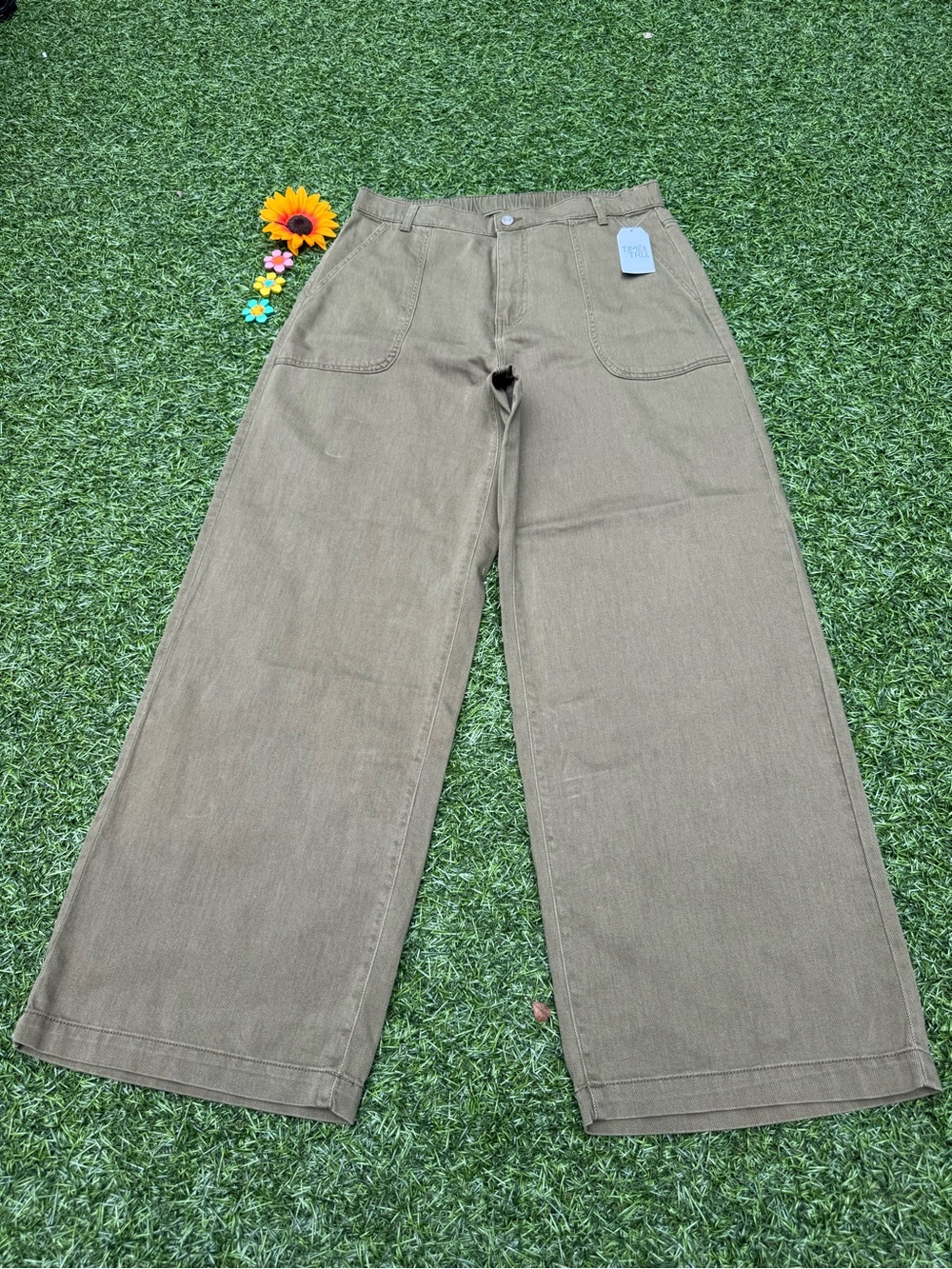 ❤️🔥💛High Rise Drapey Utility Jean Pants Size L 12-14 Time and Tru NWT